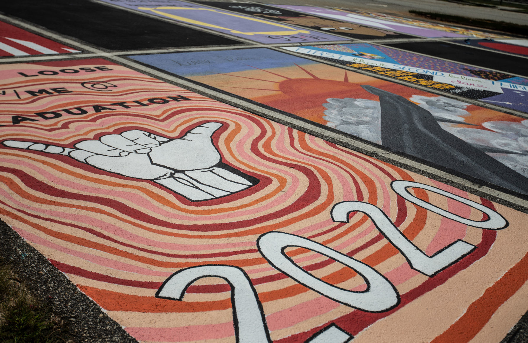 Painted parking spaces